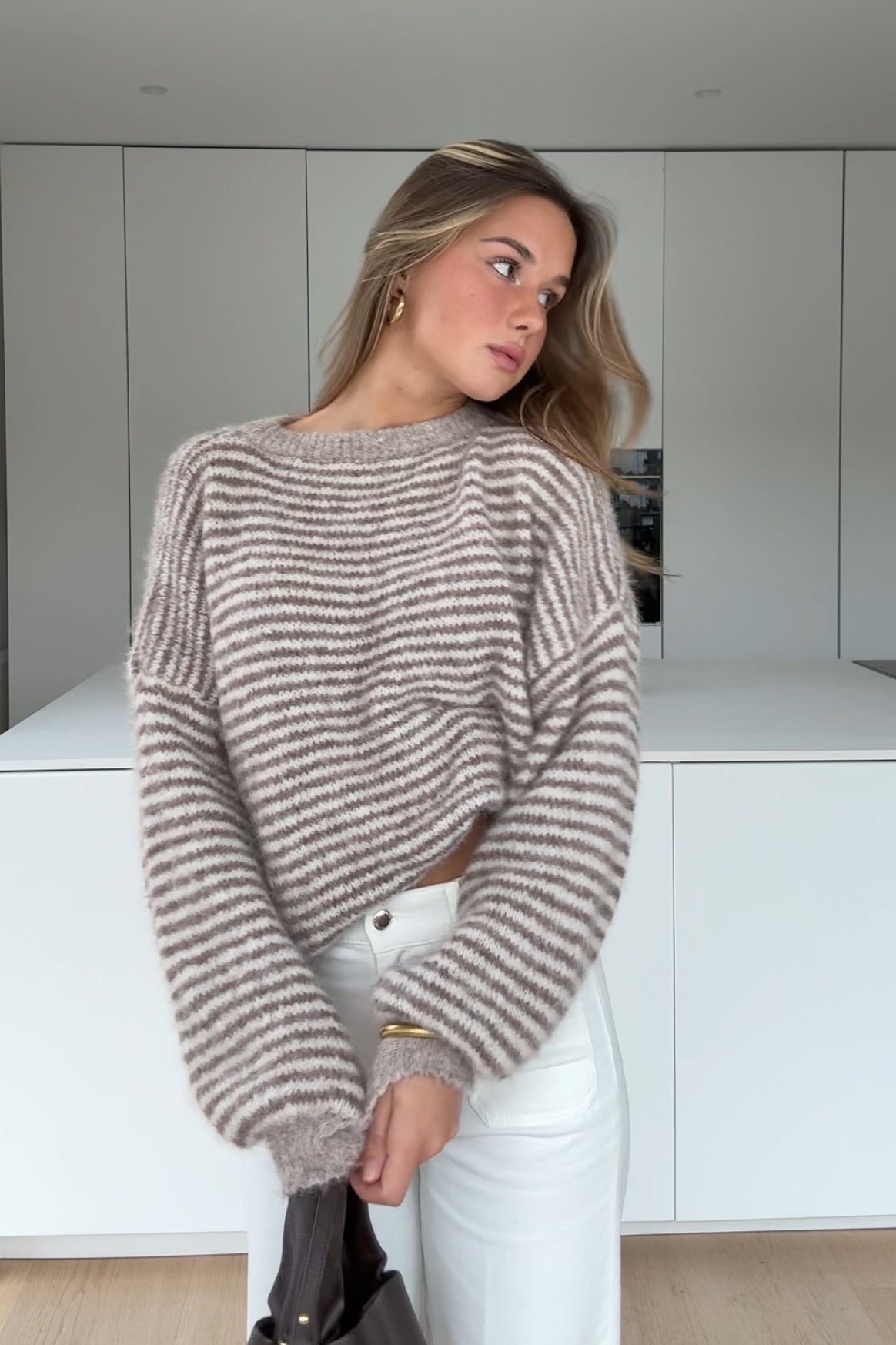 SOFT STRIPED PULLOVER CINNAMON