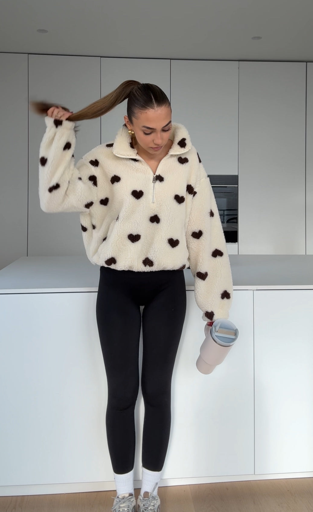 HEART TEDDY FLEECE JACKET VANILLA