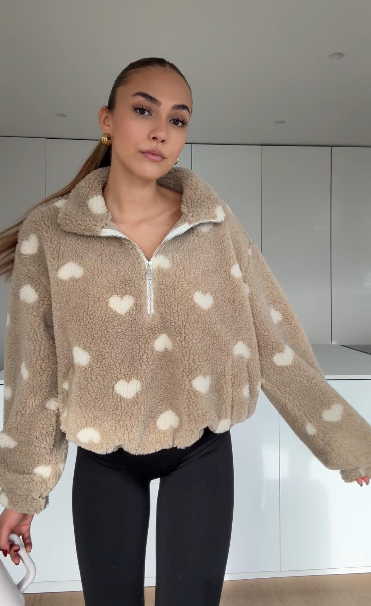 HEART TEDDY FLEECE JACKET CINNAMON