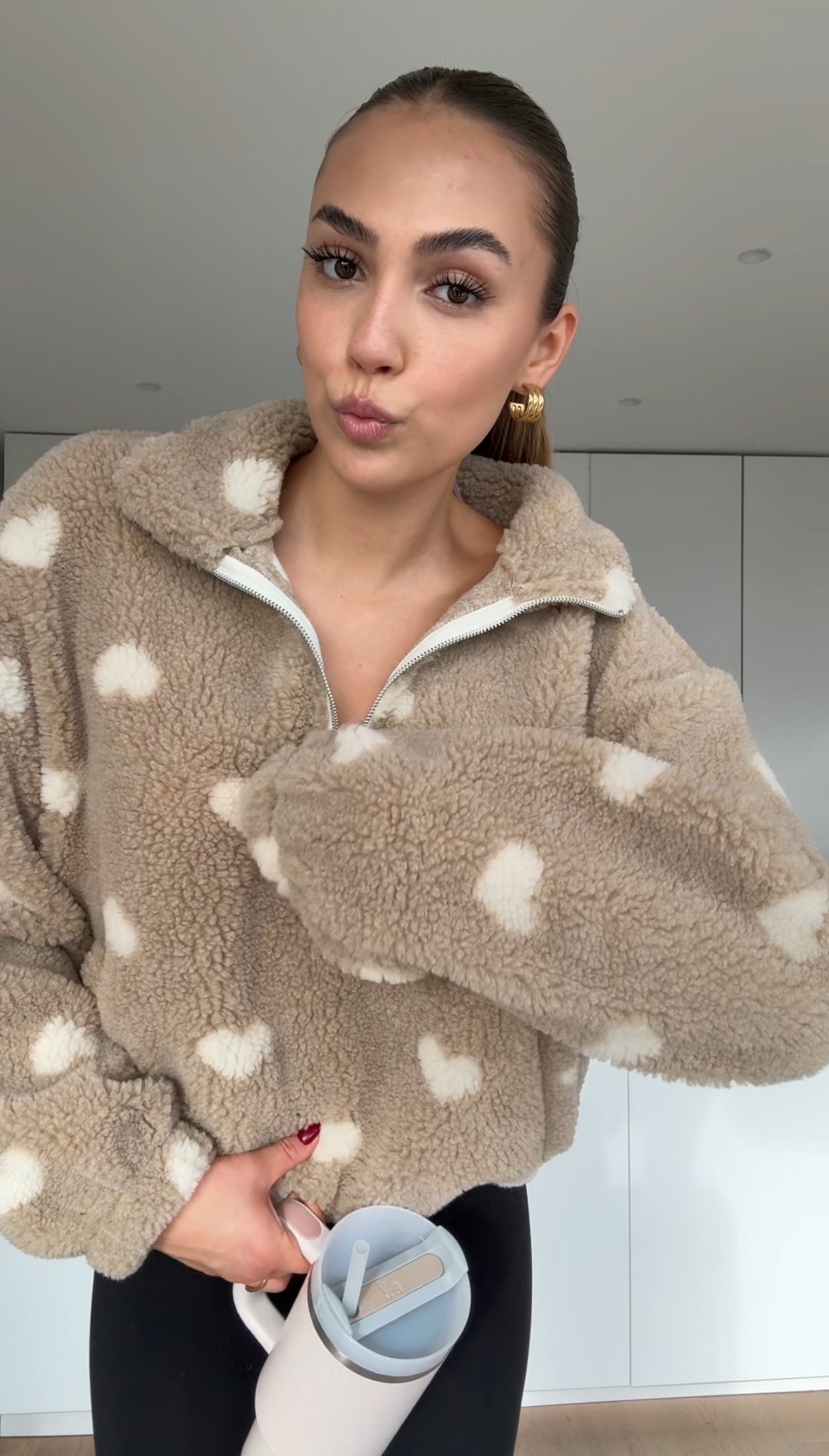 HEART TEDDY FLEECE JACKET CINNAMON