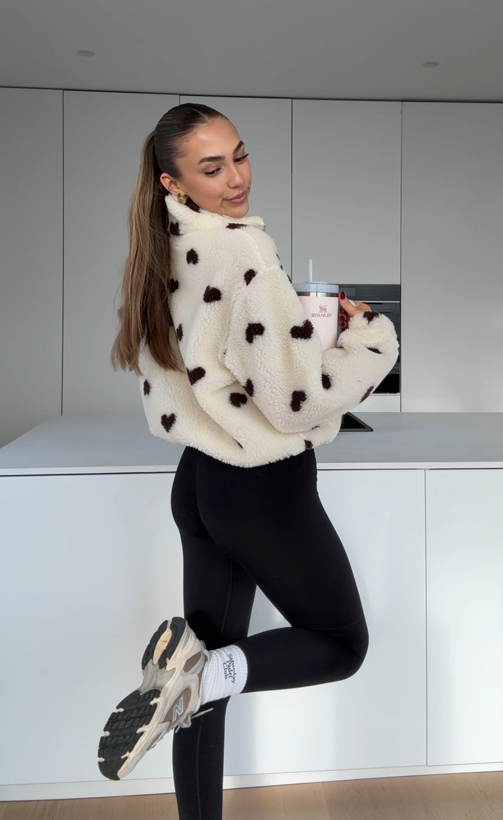 HEART TEDDY FLEECE JACKET VANILLA