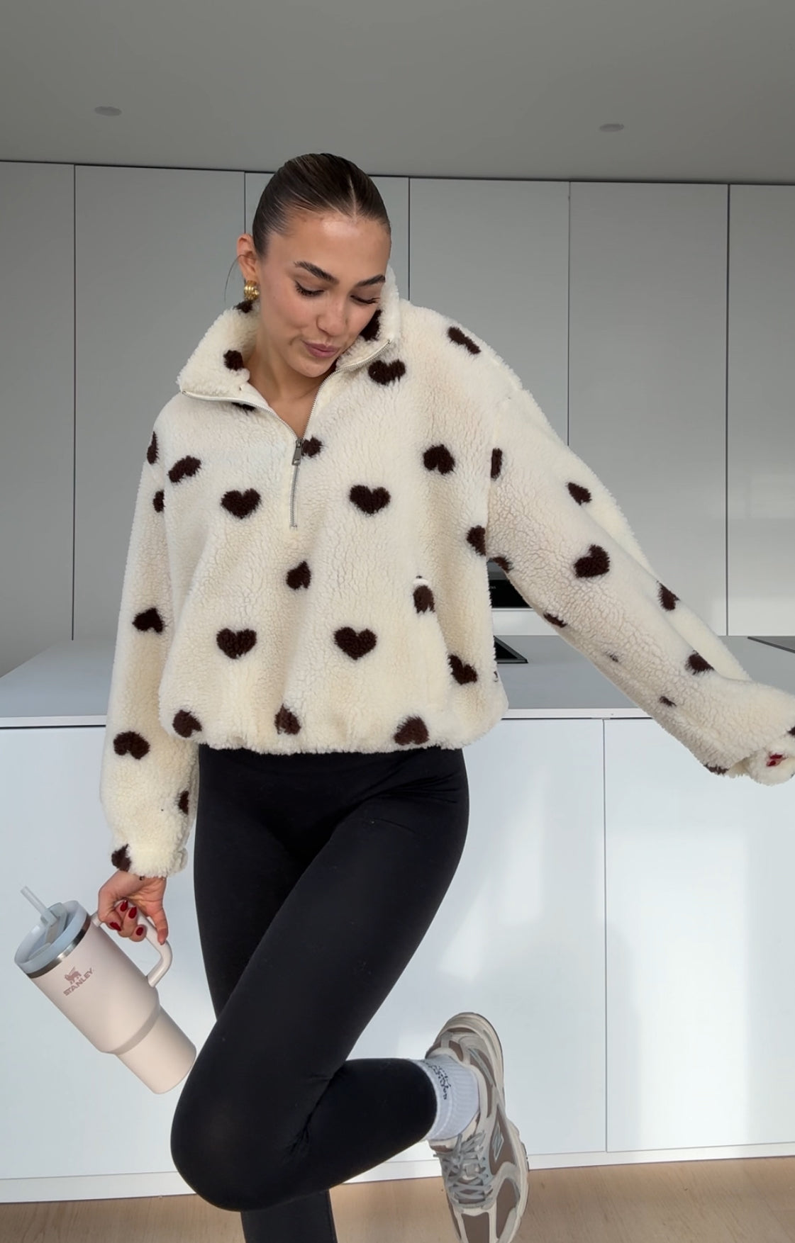 HEART TEDDY FLEECE JACKET VANILLA