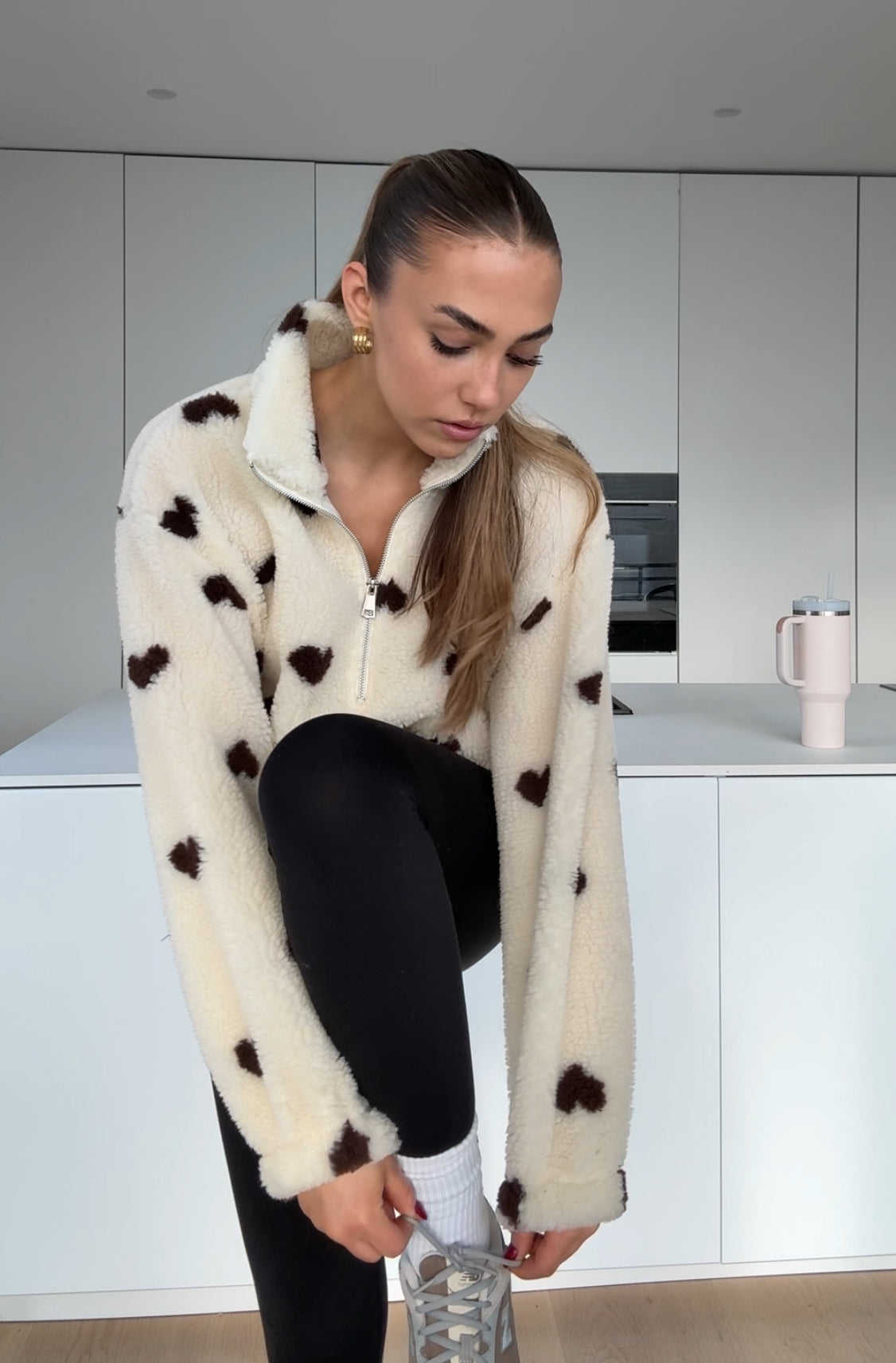 HEART TEDDY FLEECE JACKET VANILLA