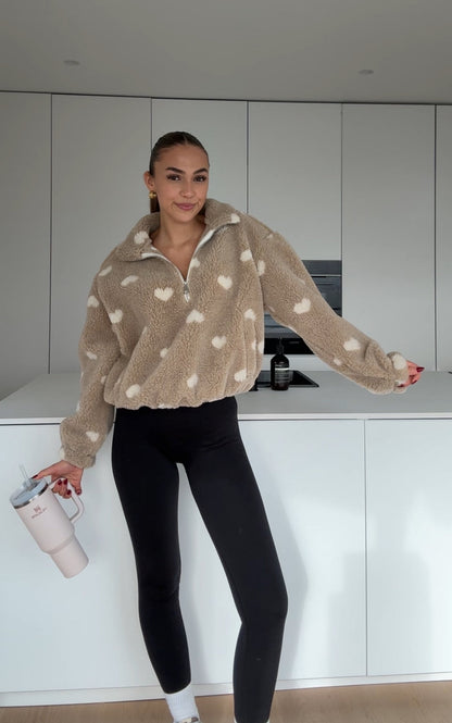 HEART TEDDY FLEECE JACKET CINNAMON