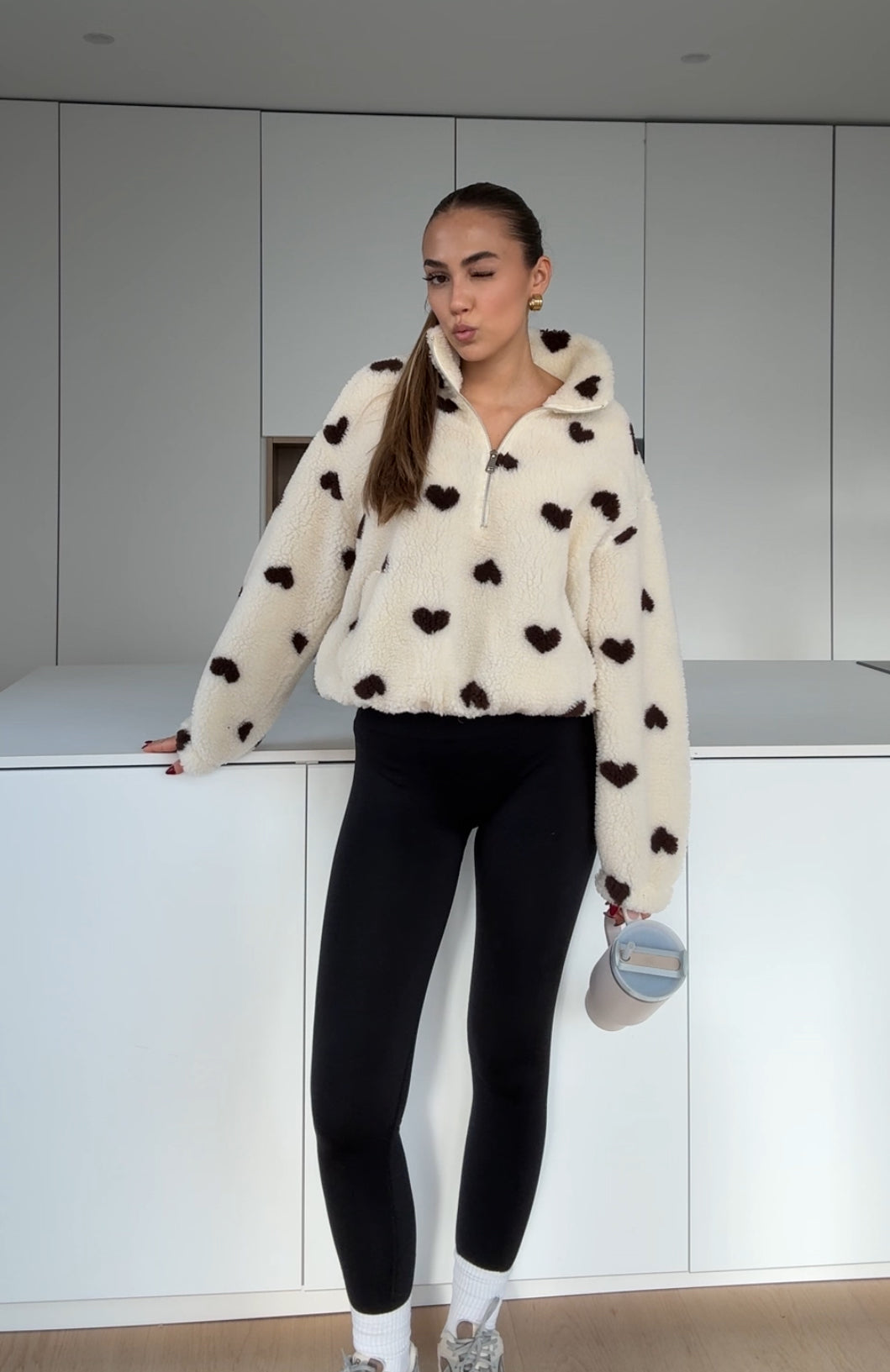 HEART TEDDY FLEECE JACKET VANILLA