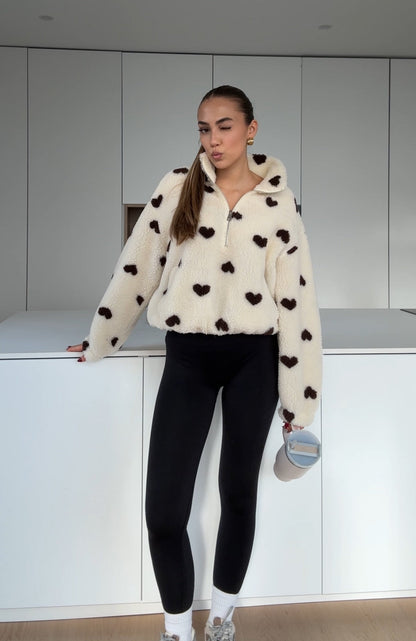 HEART TEDDY FLEECE JACKET VANILLA