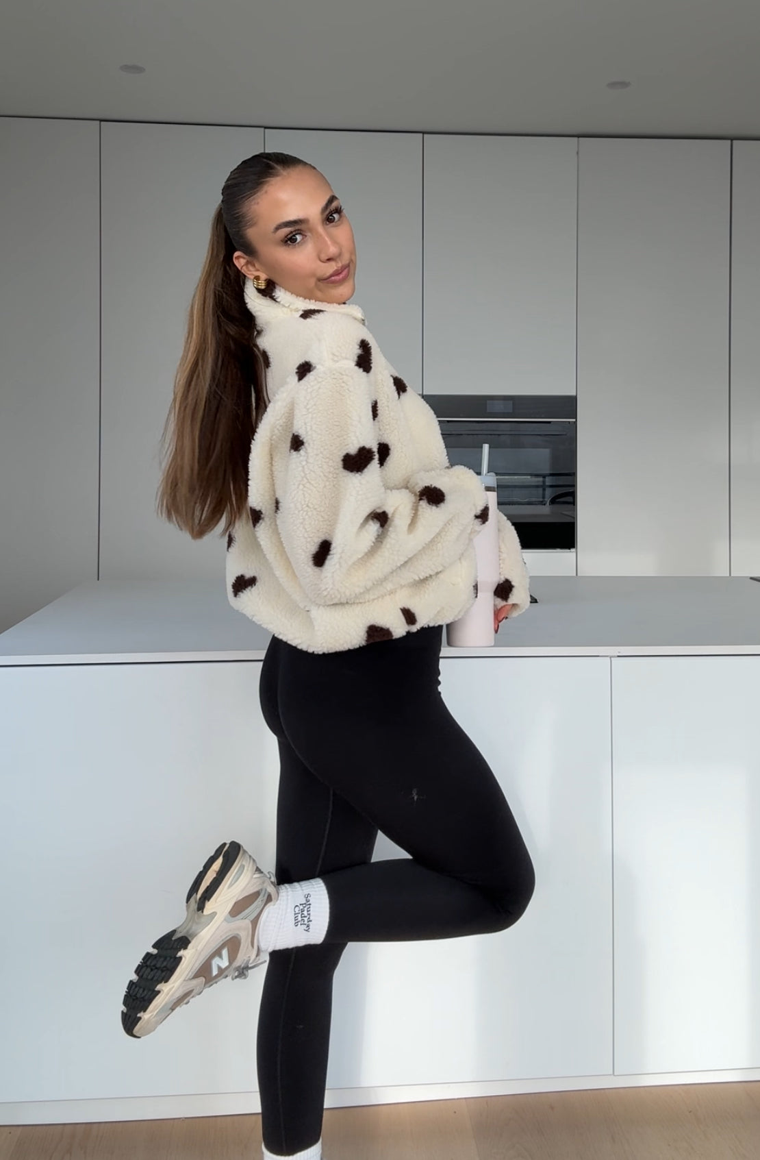 HEART TEDDY FLEECE JACKET VANILLA