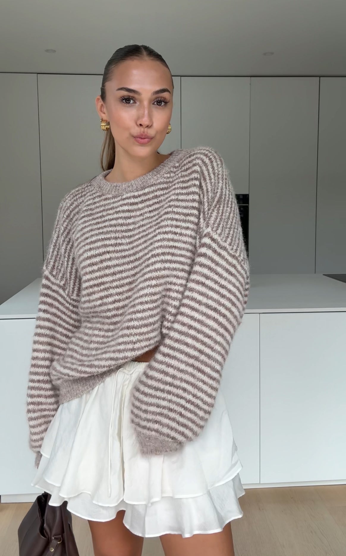 SOFT STRIPED PULLOVER CINNAMON