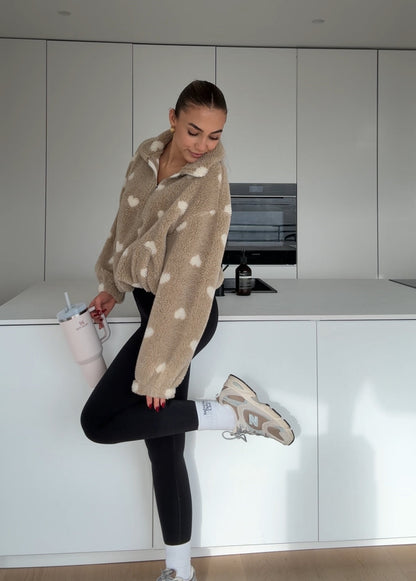 HEART TEDDY FLEECE JACKET CINNAMON