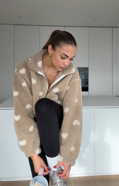 HEART TEDDY FLEECE JACKET CINNAMON