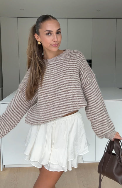 SOFT STRIPED PULLOVER CINNAMON