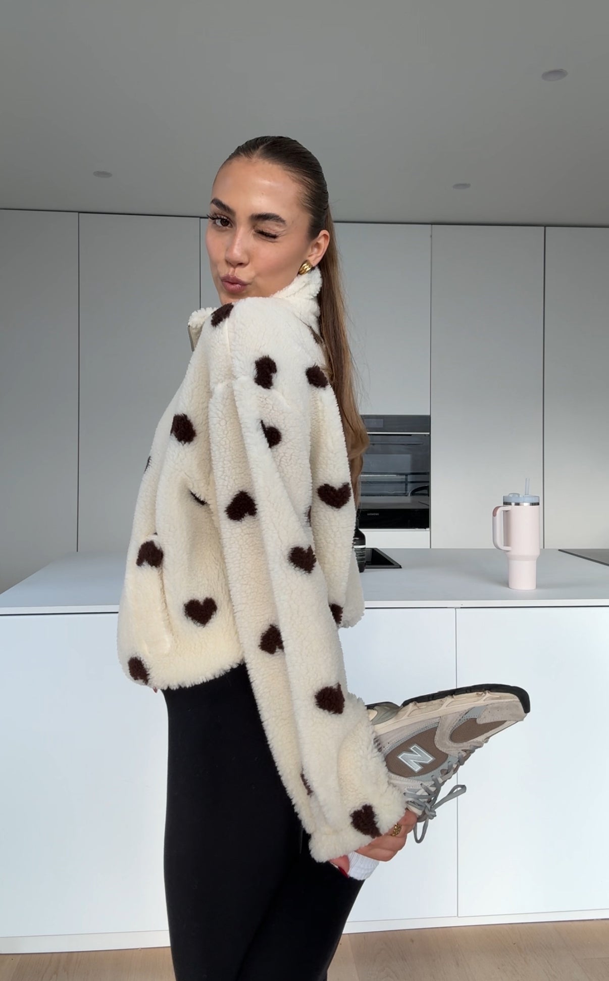 HEART TEDDY FLEECE JACKET VANILLA